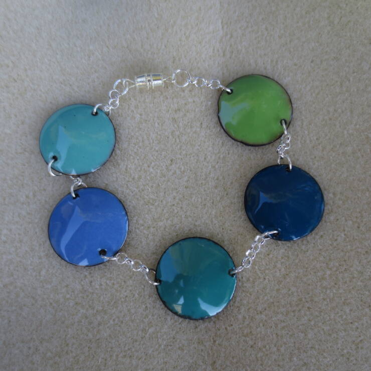 Blue and Green Enamel Bracelet
