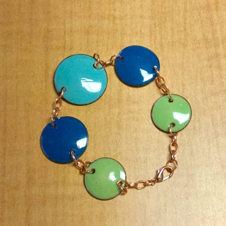 Blue and Green Enamel Bracelet
