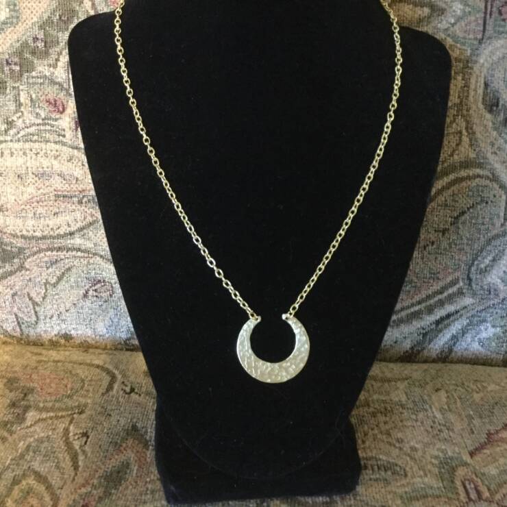 Textured Brass Circle Necklace