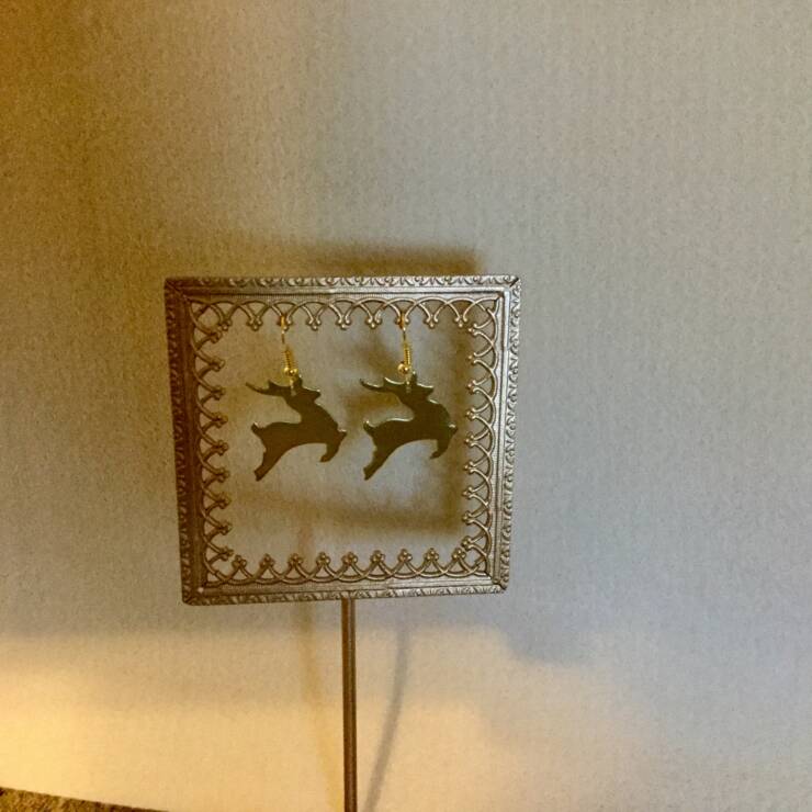 Brass Reindeer Earrings