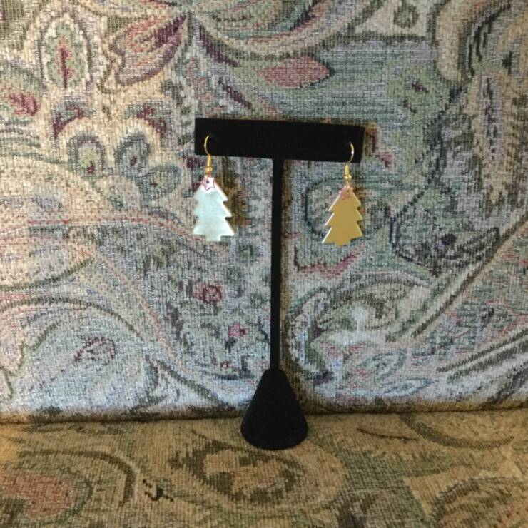 Brass Christmas Tree Earrings