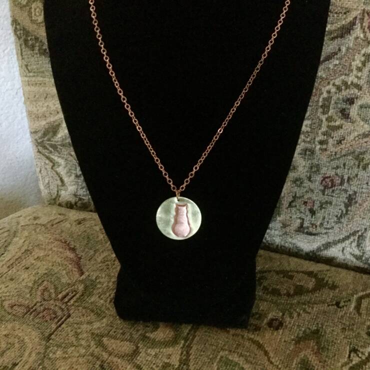 Copper and Brass Cat Pendant