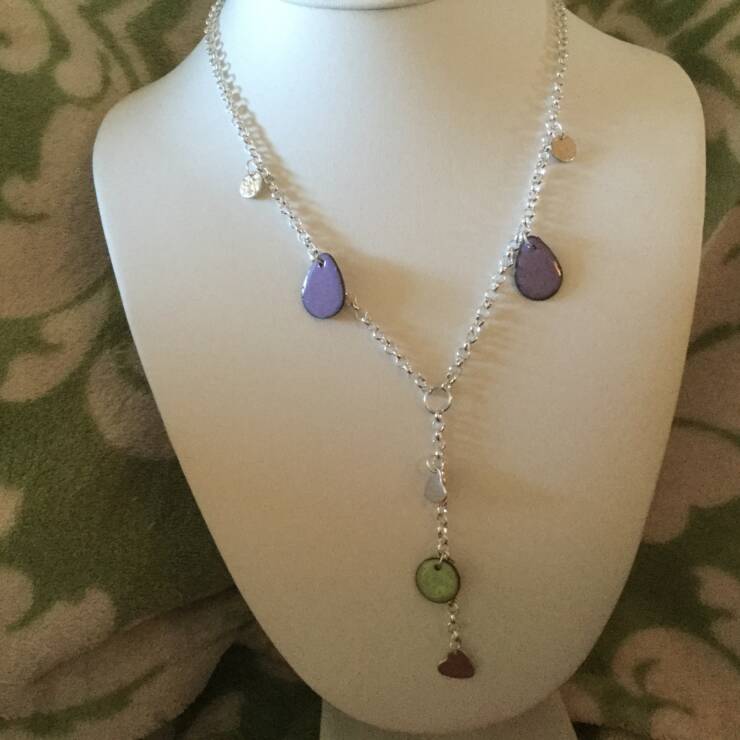 Pastel Enamel and Silver Necklace