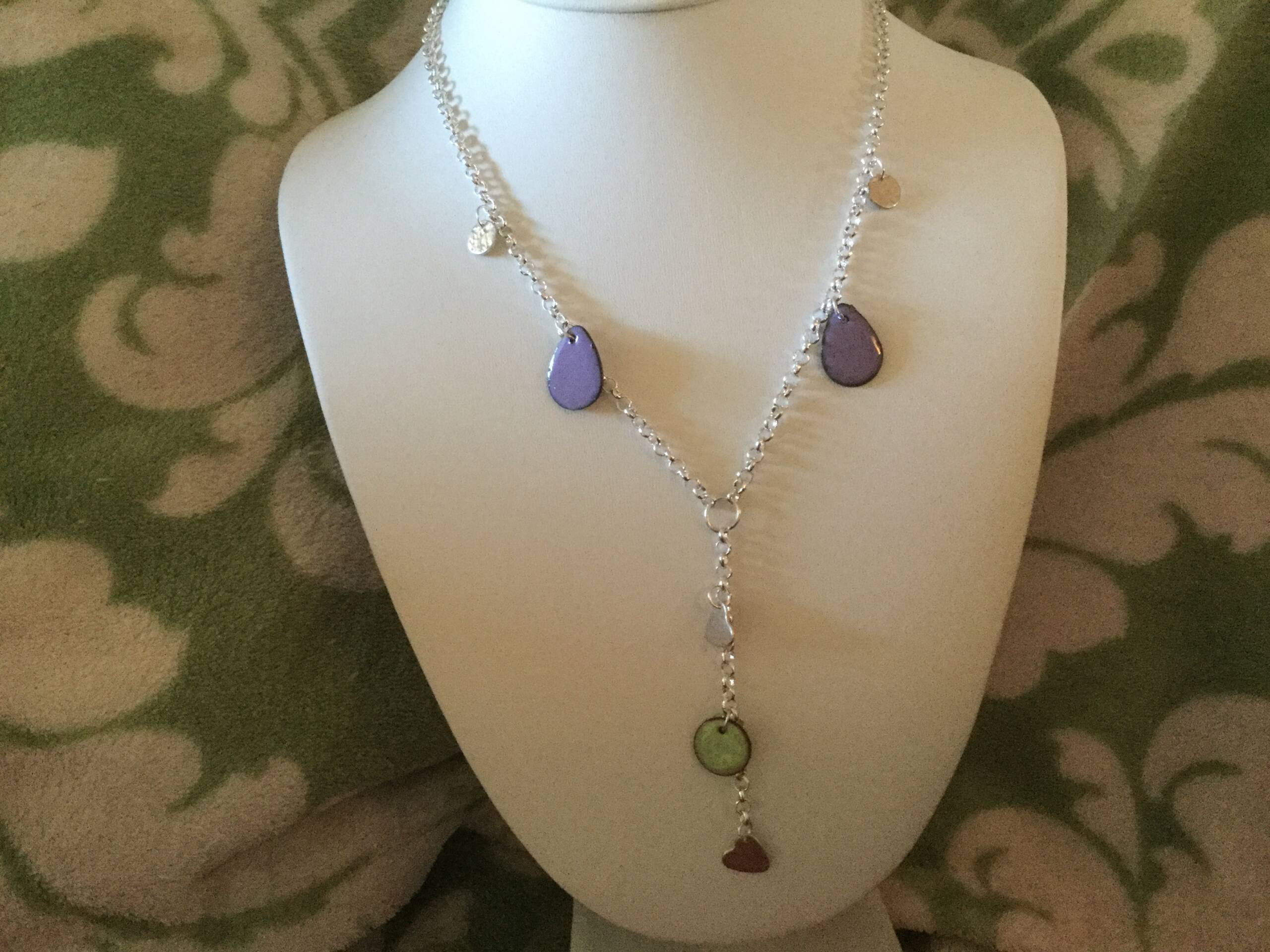 Pastel Enamel and Silver Necklace