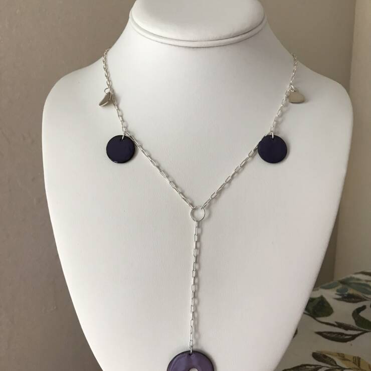 Silver and Purple Heart Necklace