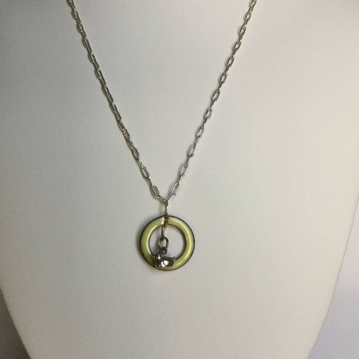 Sterling Silver and Enamel Duck Necklace
