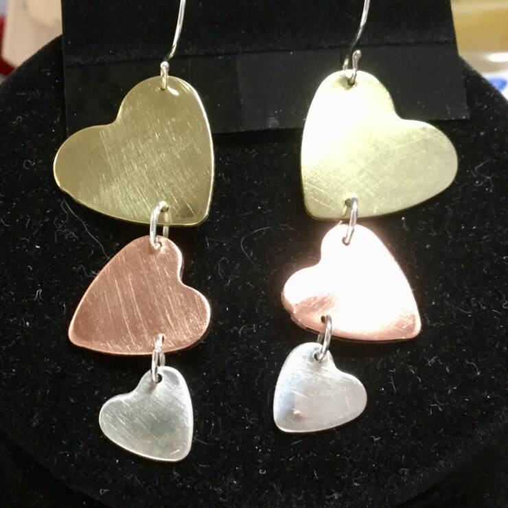Triple Heart Earrings