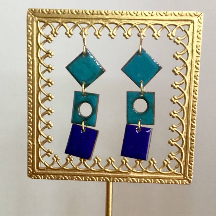 Mixed shape enamel earrings